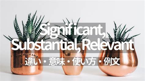 超重要|Significant, Substantial, Relevantの違い・意味・使い。